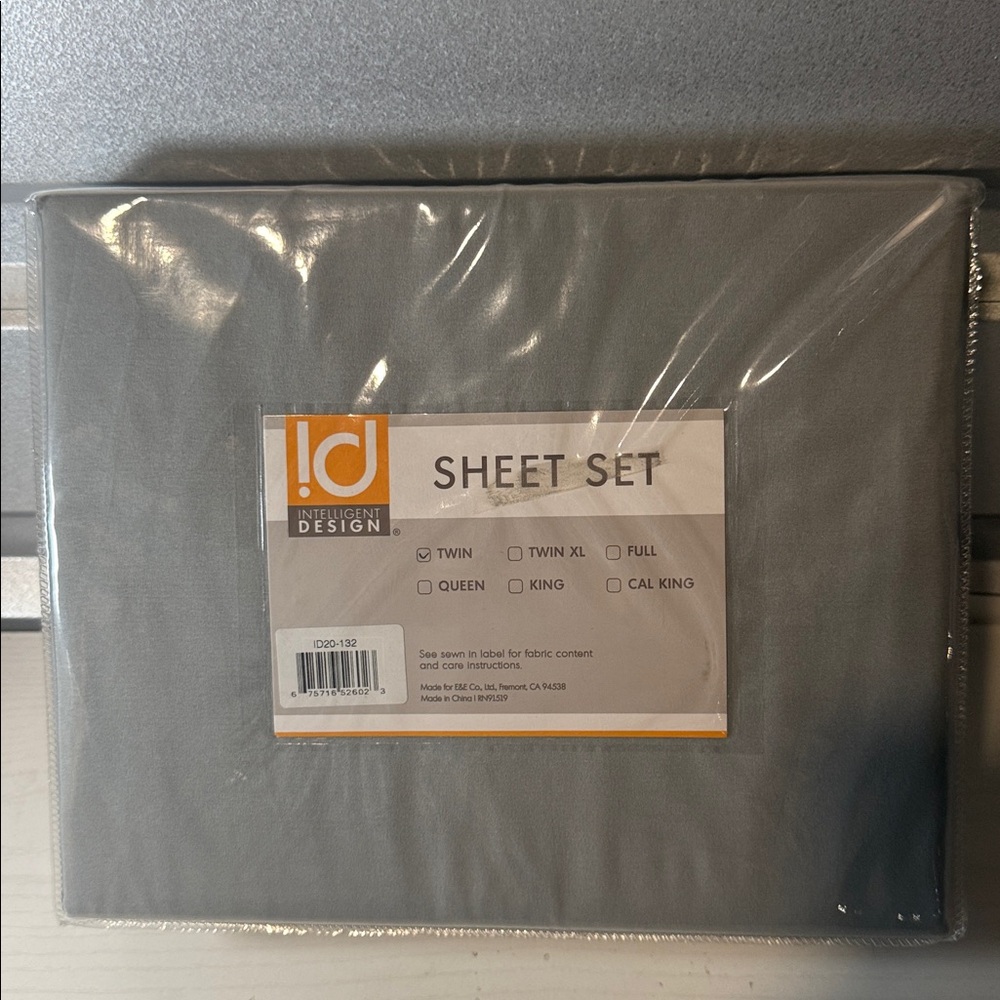 Grey Inteligent Design Twin Sheet Set